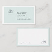 Moderne minimale Blassminze und weiße Typografie Visitenkarte (Vorne/Hinten)