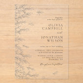 Moderne Minimale Blätter Botanische Hochzeit Acryleinladungen (Vorderseite)