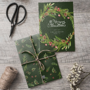 Moderne minimale Blätterkranz Schrift Weihnachten