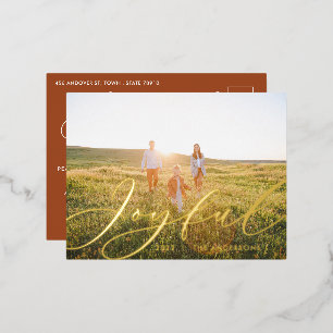 Moderne minimale Blattfolie 1 Foto-Skript elegant  Folien Feiertagspostkarte