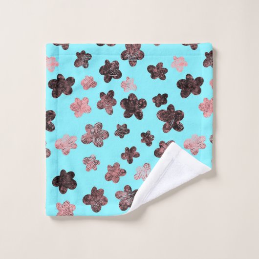 Moderne minimale Blume mit Textur Badhandtuch Set (Waschlappen)