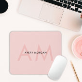 Moderne minimale Blush-Pink-Monogramm-Initialen Mousepad