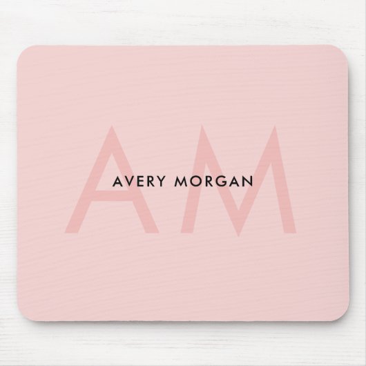 Moderne minimale Blush-Pink-Monogramm-Initialen Mousepad (Vorne)