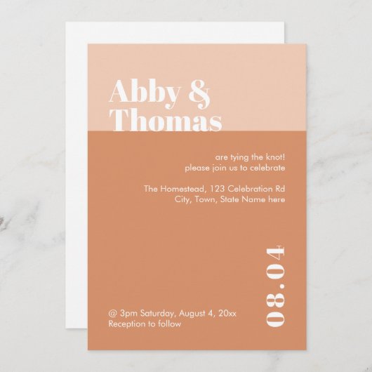 Moderne minimale Blush Pink Tan Farbe Einfache Hoc Einladung (Vorne/Hinten)