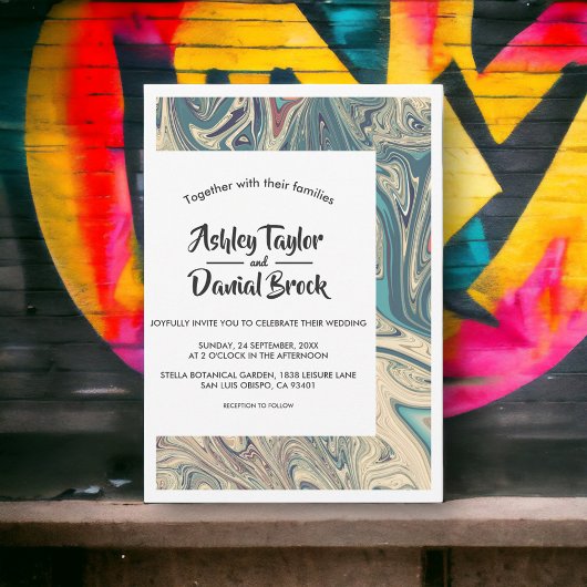 Moderne minimale Bohemische Abstrakte Hochzeit Einladung