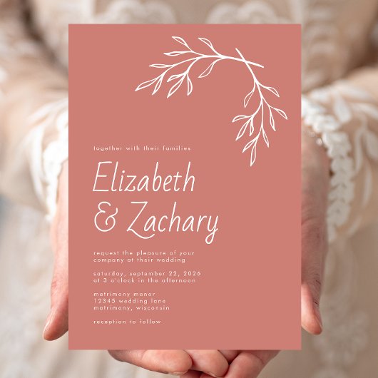 Moderne minimale Botanische Hochzeit Einladung