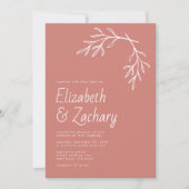 Moderne minimale Botanische Hochzeit Einladung (Vorderseite)