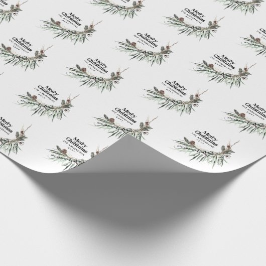 Moderne minimale botanische Weihnachtszeit elegant Geschenkpapier (Ecke)