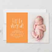 Moderne minimale chic typografie Foto geburt Ankündigung (Vorderseite)