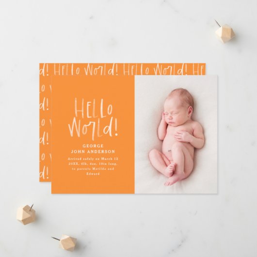Moderne minimale chic typografie Foto geburt Ankündigung (Vorderseite/Rückseite Beispiel)