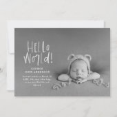 Moderne minimale chic typografie Foto geburt Ankündigung (Vorderseite)