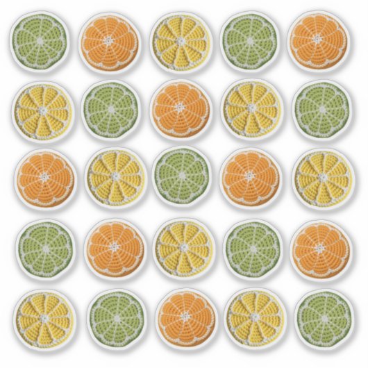 Moderne minimale Crochet Citrus Runde Aufkleber (Vorderseite)