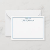 Moderne minimale Cursive Script Blue Cyan Note Car Mitteilungskarte (Vorderseite)