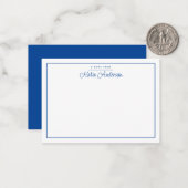 Moderne minimale Cursive Script Blue Note Card Mitteilungskarte (Vorderseite/Rückseite Beispiel)