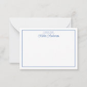 Moderne minimale Cursive Script Blue Note Card Mitteilungskarte (Vorderseite)