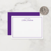 Moderne minimale Cursive Script Lila Note Card Mitteilungskarte (Vorderseite/Rückseite Beispiel)