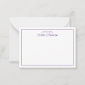 Moderne minimale Cursive Script Lila Note Card Mitteilungskarte (Vorderseite)
