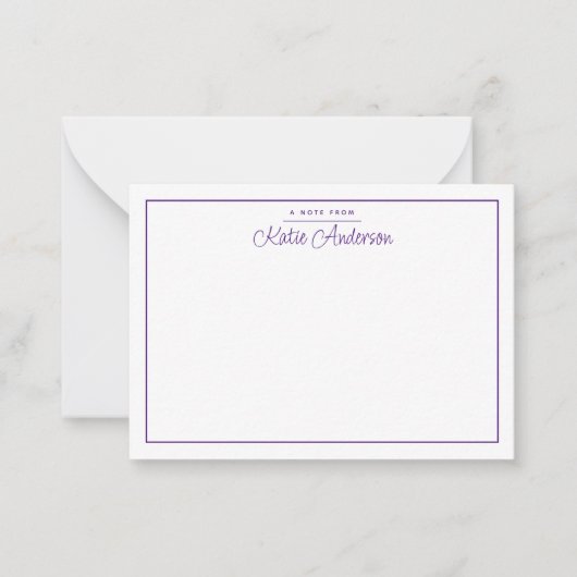 Moderne minimale Cursive Script Lila Note Card Mitteilungskarte (Vorderseite)