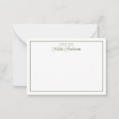 Moderne minimale Cursive Script Moss Green Note Ca Mitteilungskarte (Vorderseite)