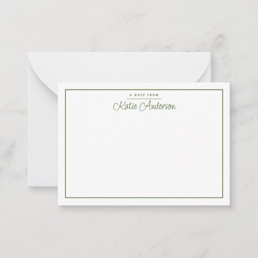 Moderne minimale Cursive Script Moss Green Note Ca Mitteilungskarte (Vorderseite)