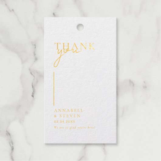 Moderne, minimale, "DANKE!" Hochzeit Geschenkanhänger (Vorderseite)