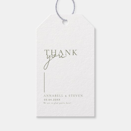 Moderne, minimale, "DANKE!" Hochzeit Geschenkanhänger (Vorderseite)