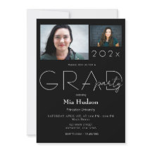 Moderne minimale Dann & Jetzt 2-Foto-Graduierungsp