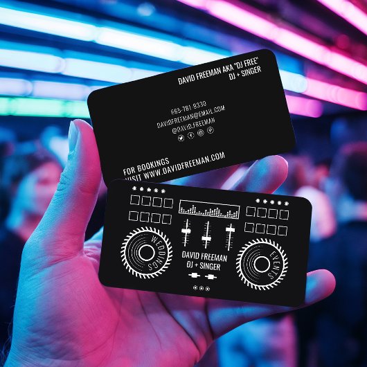 Moderne minimale DJ-Turntable in Schwarzweiß Visitenkarte
