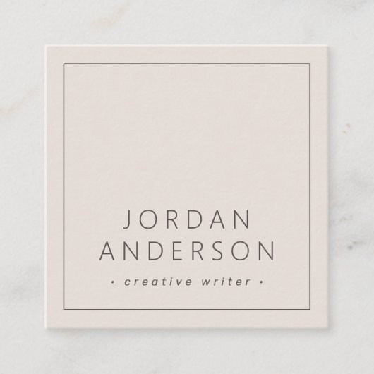 Moderne minimale dünne Grenzen helle mocha braun Quadratische Visitenkarte (Vorderseite)