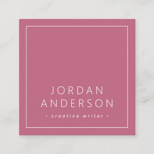 Moderne minimale dünne Grenzen staubige Rose maul Quadratische Visitenkarte (Vorderseite)