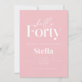 Moderne minimale einfach gürtelrosa 40. Geburtstag Einladung (Rückseite)
