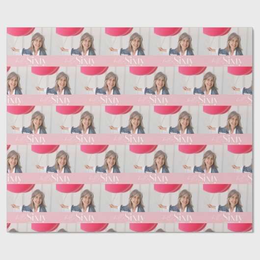 Moderne minimale einfach rosa Mädchen 60. Geburtst Geschenkpapier (Flach)