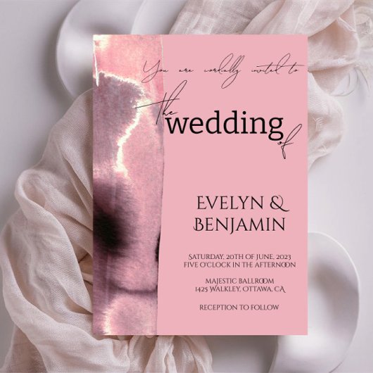 Moderne, minimale, einfache, dusty Rose Wedding Einladung