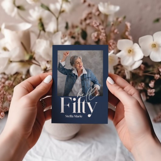 Moderne minimale einfache Marine blau 50. Geburtst Einladung