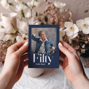 Moderne minimale einfache Marine blau 50. Geburtst Einladung