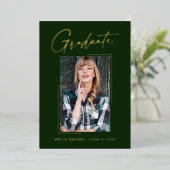 Moderne minimale, einzigartige Ink Script Graduate Folieneinladung (Stehend vorne)