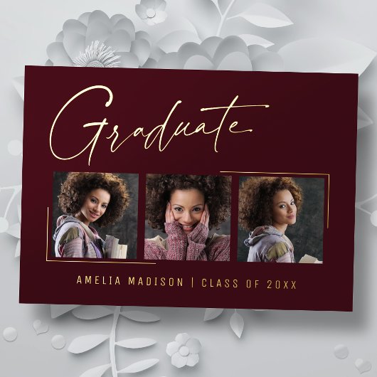 Moderne minimale, einzigartige Ink Script Graduate Folieneinladung