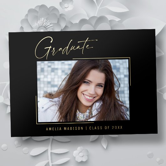 Moderne minimale, einzigartige Ink Script Graduate Folieneinladung