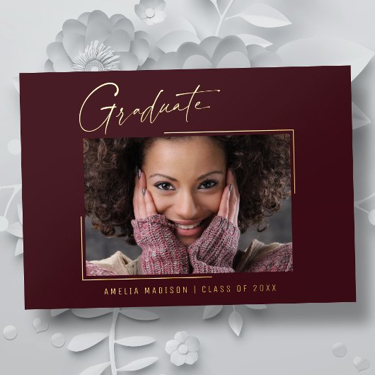 Moderne minimale, einzigartige Ink Script Graduate Folieneinladung