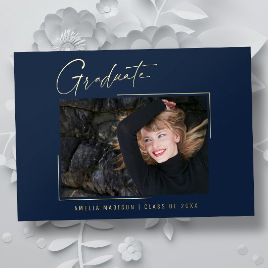 Moderne minimale, einzigartige Ink Script Graduate Folieneinladung