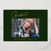 Moderne minimale, einzigartige Ink Script Graduate Folieneinladung (Vorderseite)