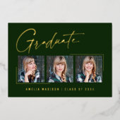 Moderne minimale, einzigartige Ink Script Graduate Folieneinladung (Vorderseite)