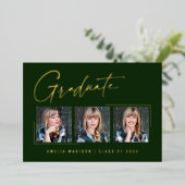 Moderne minimale, einzigartige Ink Script Graduate Folieneinladung (Stehend vorne)