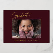 Moderne minimale, einzigartige Ink Script Graduate Folieneinladung (Vorderseite)