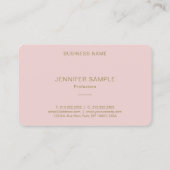 Moderne minimale elegante rosa Goldtext-Schablone Visitenkarte (Rückseite)