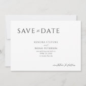 Moderne, minimale, elegante Schwarz-Weiß-Hochzeit Save The Date (Vorderseite)