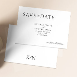 Moderne, minimale, elegante Schwarz-Weiß-Hochzeit Save The Date