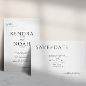 Moderne, minimale, elegante Schwarz-Weiß-Hochzeit Save The Date