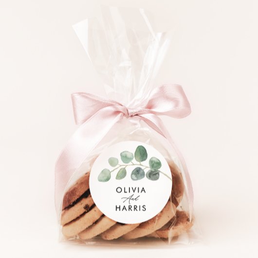 Moderne minimale elegante stilvolle Eukalyptus Runder Aufkleber