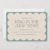 Moderne minimale elegante Weise grün Retro-Kante Einladung (Vorderseite)